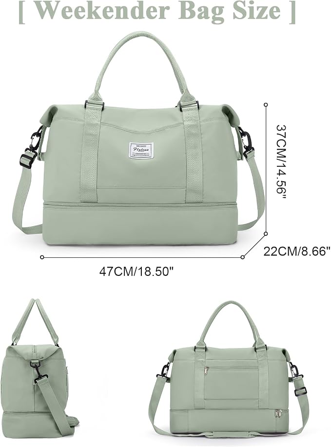 Travel Duffel Bag with Shoes Compartment,Weekender Bags for Women Travel | Overnight Carry-On Bag with Toiletry Bag, For Spirit Airlines 18x14x8 Personal Item Bag - Image 3
