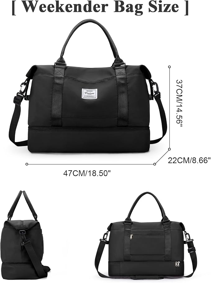 Travel Duffel Bag with Shoes Compartment,Weekender Bags for Women Travel | Overnight Carry-On Bag with Toiletry Bag, For Spirit Airlines 18x14x8 Personal Item Bag - Image 3