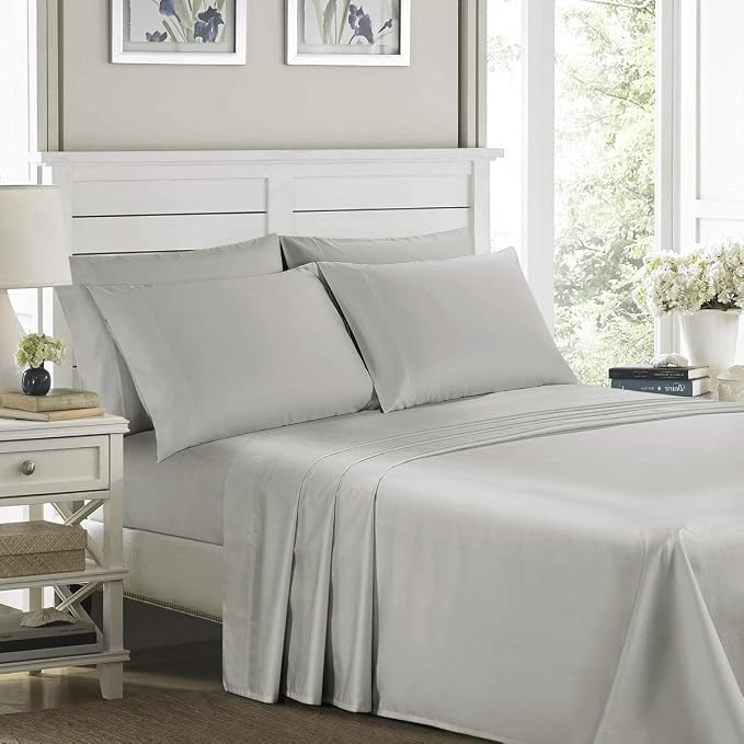 100% Supima Cotton 600 Thread Count Queen Pillowcase Set of 2, Luxury Hotel Pillow Cases,Soft & Silky Sateen Weave, Premium Quality Queen Pillowcase 2 Pieces (Silver Light Grey, STD) - Image 6