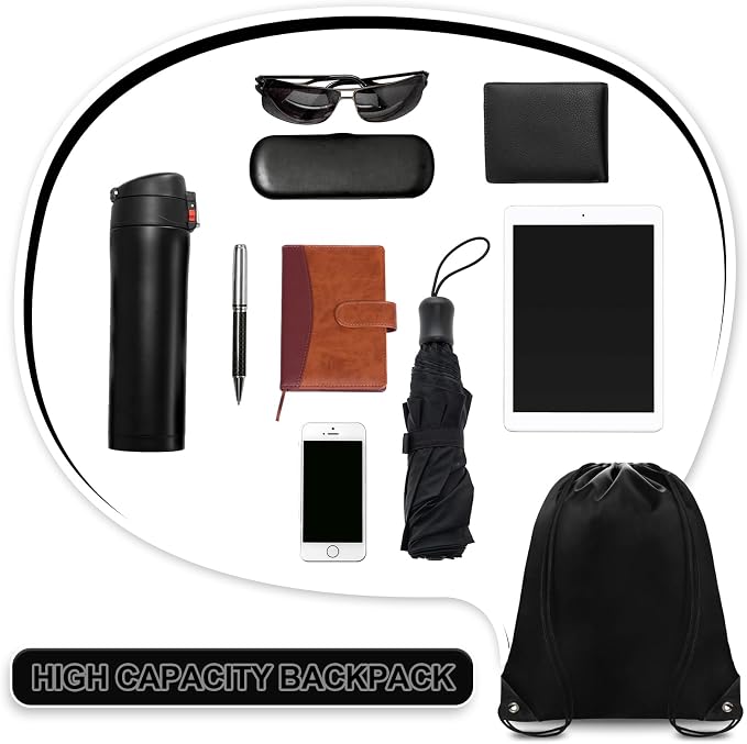 Grneric Drawstring Backpack Bulk 42 Pcs String Backpack Drawstring Bags Cinch Bag Sackpack for Men Women Gym (Black) - Image 4