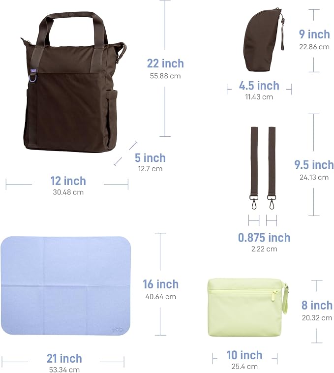 Ubbi Fleuri All-Day Diaper Bag Backpack, Features 12 Pockets, Insulated Bottle Pocket, Wet Bag, Changing Mat, Stroller Straps and Dust Pouch, Lightweight, Easy-Clean & Travel Ready, Ganache - Image 9