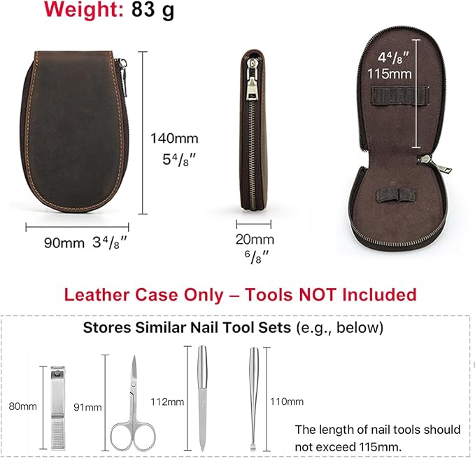 CONTACTS Full Grain Leather Empty Manicure Set Case Travel Nail Clipper Pouch for Men Personal Care Tools Pouch By Handmade (Case Only) - Image 4