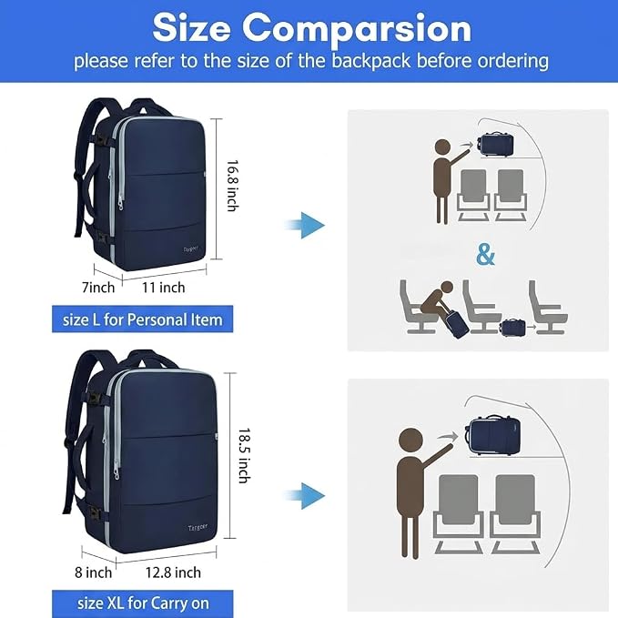 Taygeer Personal Item Backpack for Women, 35L Travel Backpack | Carry on bag with Laptop Compartment & Water Bottle Pocket, Lightweight Work Back pack for Weekend Business, Gifts, Ink Blue - Image 6