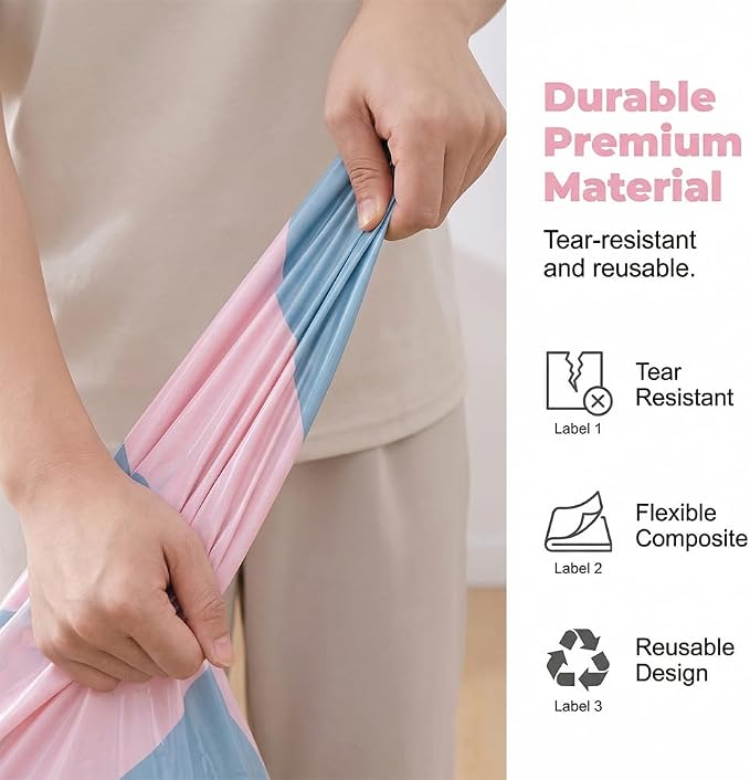 No‑Pump Vacuum Storage Bags, No-Pump Large Vacuum Storage Compression Bags, Press & Seal No Pump Needed for Clothes Bedding Comforters Blankets Travel Home Organization Off-Season Storage (3, Medium) - Image 6