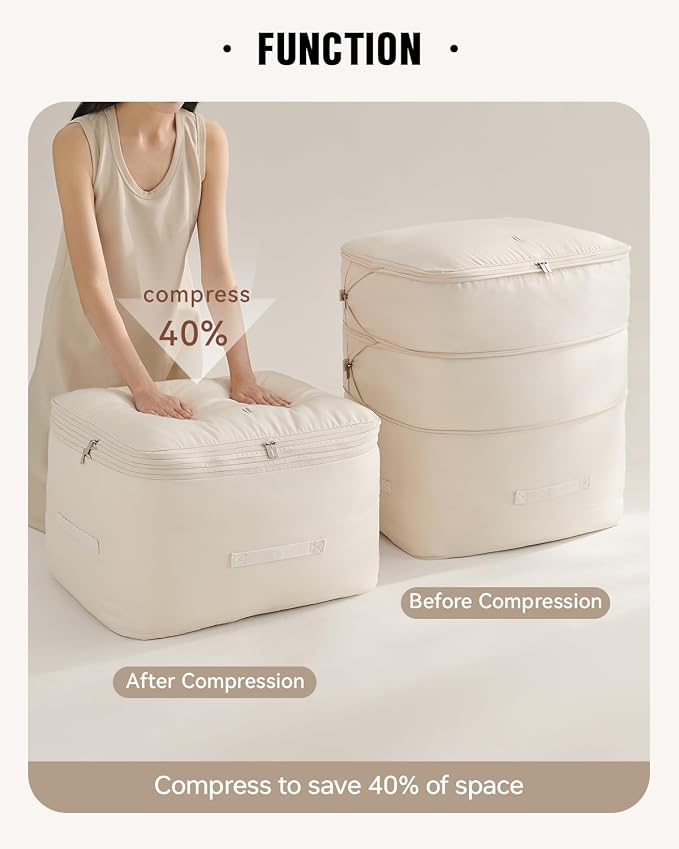 Eachy 3-Pack Comforter Storage Bag Blanket Storage Bags, 136L Compression Bags for Blanket Comforter, Ultra Space Saving Self Compression Organizer - Image 2