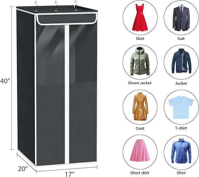 Univivi Garment Bags for Hanging Clothes, 2 Pack Large Clothes Storage Bags Closet Organizer with Clear Window, Premium Hanging Garment Storage Bag for Suits, Coats, Dresses, 40" (Dark Grey) - Image 4