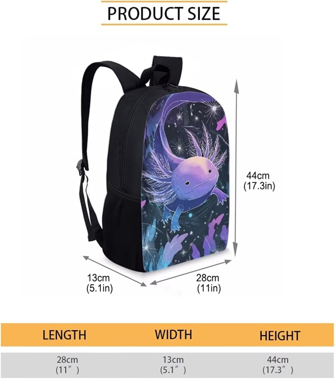Purple Axolotl Backpack for School Girls 3rd Grade Preppy Ocean Kids Bookbag with Lunch Box Set 4PCS Elementary Student Back Pack Lunchbox Pencil Case Water Bottle Holder Preschool Book Bag - Image 4