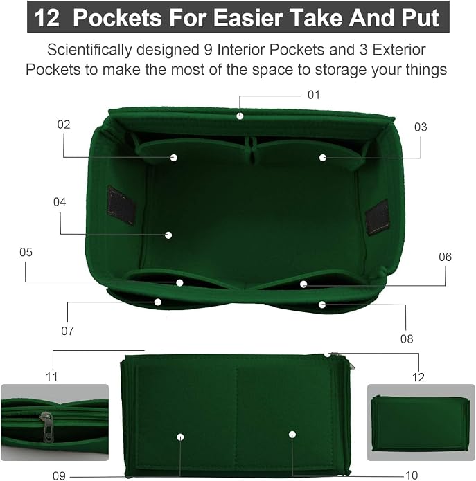 OMYSTYLE Purse Organizer Insert, Felt Tote Bag Organizer Insert with 5 Sizes, Handbag Dividers for Inside Purse, Compatible with Longchamp, Neverful, Speedy and More - Image 3
