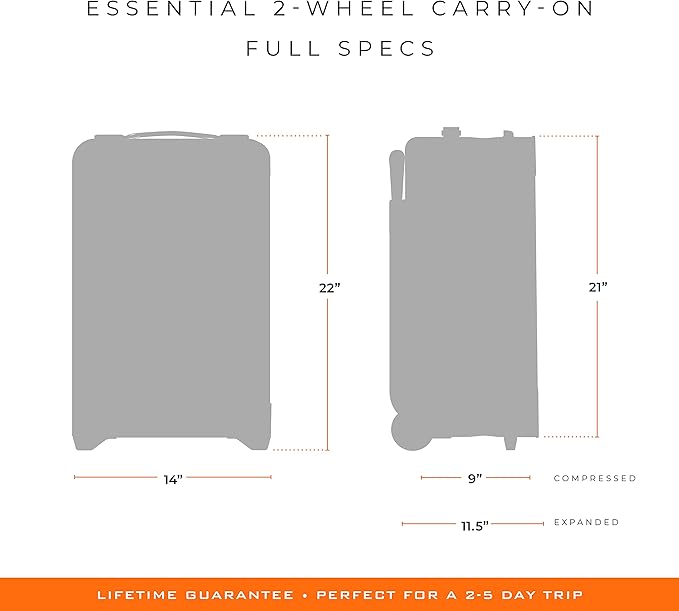 Briggs & Riley Essential 22" 2-Wheel Expandable Carry On - Luggage for Travel, Suitcases with Wheels, Softside Rolling Bag for Men & Women, Self-Repairing Zipper - Baseline Collection, Navy - Image 18