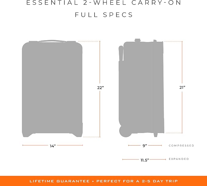 Briggs & Riley Essential 22" 2-Wheel Expandable Carry On - Luggage for Travel, Suitcases with Wheels, Softside Rolling Bag for Men & Women, Self-Repairing Zipper - Baseline Collection, Black - Image 13