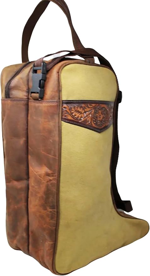 CHALLENGER Western Waxed Canvas Leather Travel Carry Storage Boot Bag Waterproof 30SK02 - Image 6