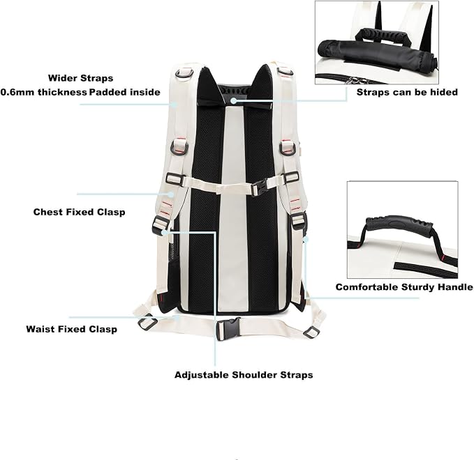 Backpack for Traveling On Airplane,Expandable Carry On Laptop Backpack for Men and Women,Outdoor Travel Bag,White - Image 5
