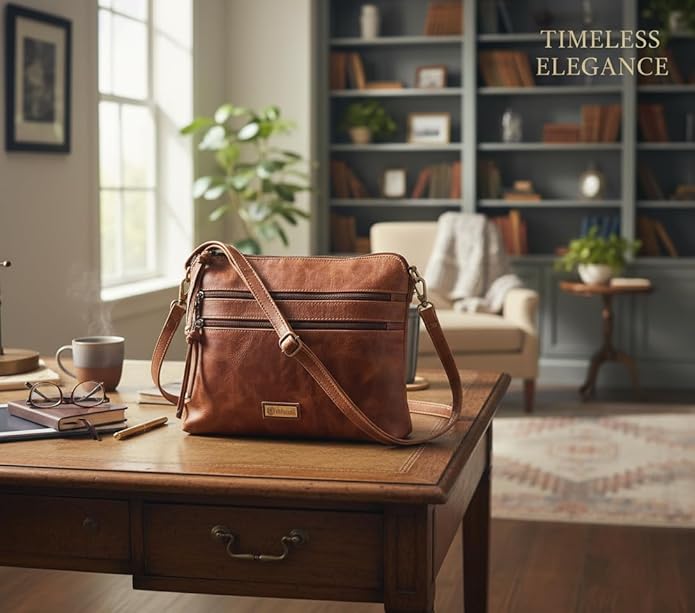 VALENCHI Real Genuine Leather Women's Crossbody Purse/Bag With Adjustable Strap