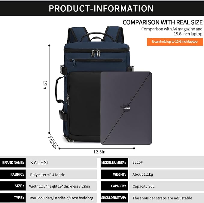 Kalesi Gym Duffle Bag Backpack 4-Way Waterproof with Shoes Compartment for travel Sport Hiking laptop - Image 5