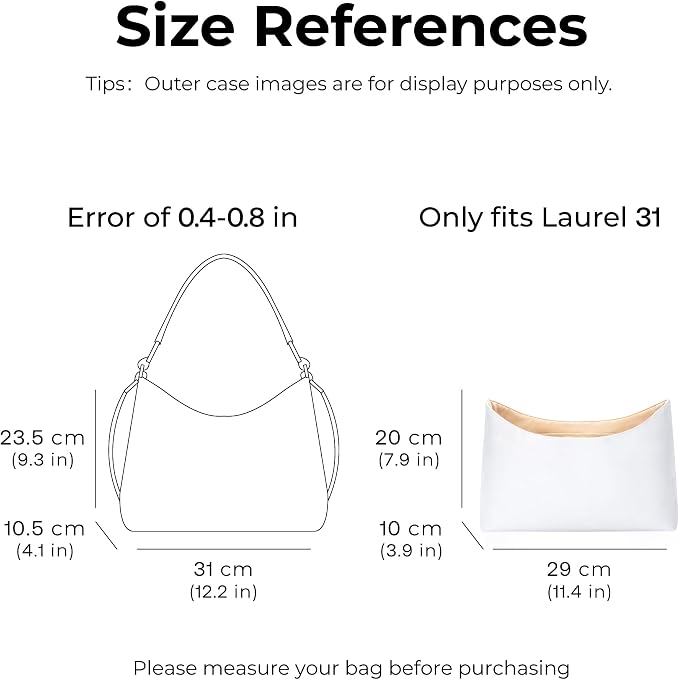 Purse Organizer Insert for COACH Laurel Shoulder Bag(Regular Laurel 31cm length),Custom Fit Inside Premium Vanile Lightweight WaterResistant Tote Bag Insert with Cup Holder Accessories - Image 2