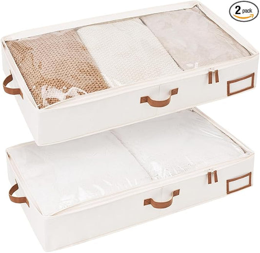 StorageWorks Large Under Bed Storage Containers with Handles and Label Holder, 2 Pack Ultra-thick Fabric Underbed Bins, Closet Organizer for Clothes, Blankets, Sweater by StorageWorks