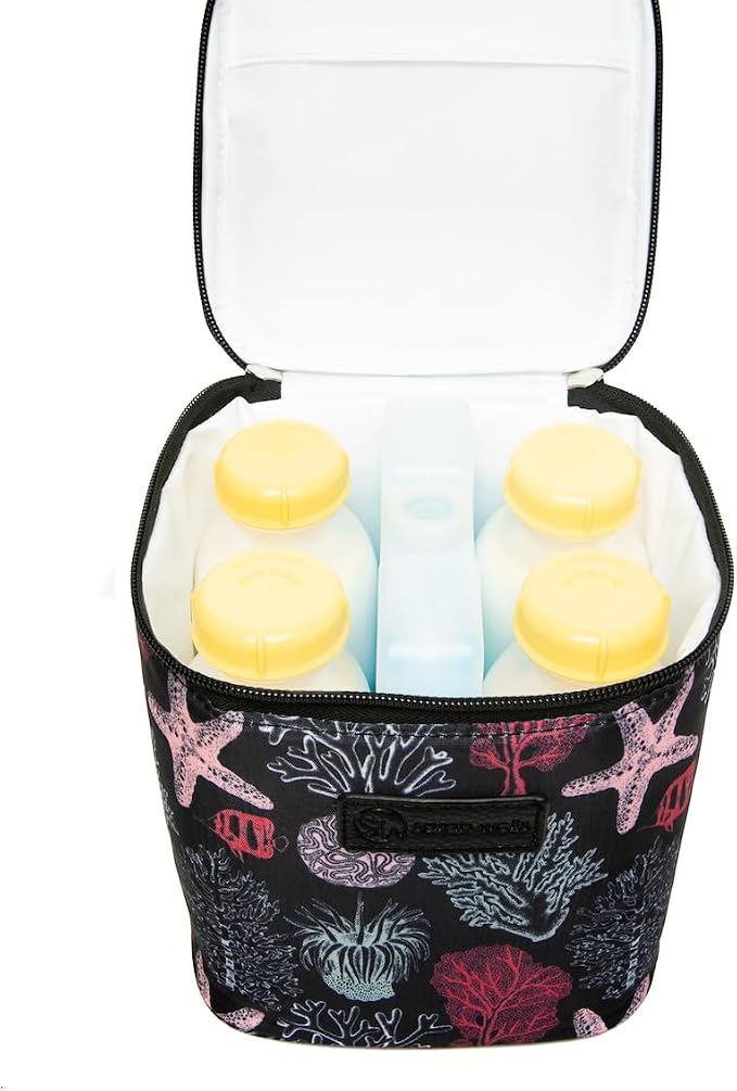 Sarah Wells Cold Gold Breastmilk Cooler with Ice Pack (Ocean) | Fully-Lined Insulated Interior, Fits 4-6 Bottles, Zippered Lid, Great for Workdays, Travel & Pumping Days, Machine Washable - Image 2