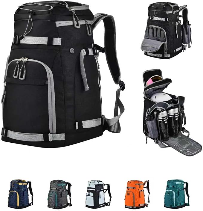 55L-70L Expandable Ski Boot Bag – Waterproof, Durable with Helmet Compartment – Ideal for Ski & Snowboard Gear – Men & Women by Heliar