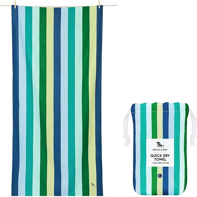 Dock & Bay Kid's Towel - for Beach Use - Quick Dry, Sand Free - Compact, Lightweight - 100% Recycled - Includes Bag - Summer - Cool Lagoon, Large (160x90cm, 63x35) by DockBay