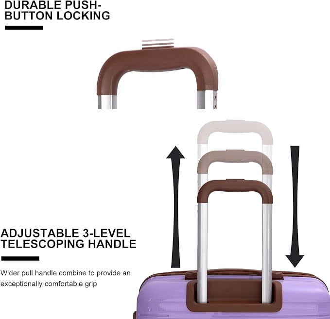 Travelhouse Luggage Sets 5 Piece with Double Spinner Wheels,PP Hardside Suitcase Sets with TSA Lock,Carry On Luggage Set with Travel Duffle Bag for Women and Men - Image 6