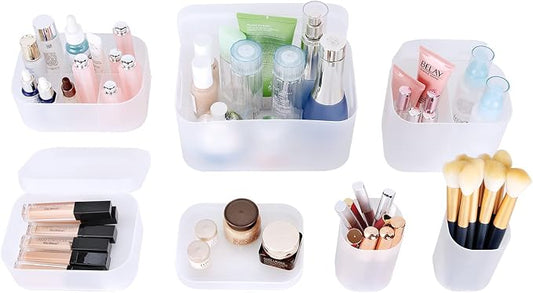 OCHEAL Makeup Organizer Case Set: Stackable Clear Vanity Storage - Multi-size Holder for Makeup, Jewelry, Toiletries by OCHEAL