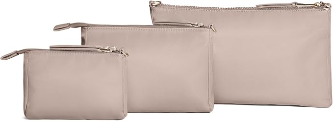 JuJuBe New 3-Piece Pouch Set, Diaper Bag Organizing Pouches, Convertible to Small Purse with Crossbody Strap, Zipper Cosmetic Pouch, Large, Medium, and Small, Taupe, Mothers Day Gift - Image 4