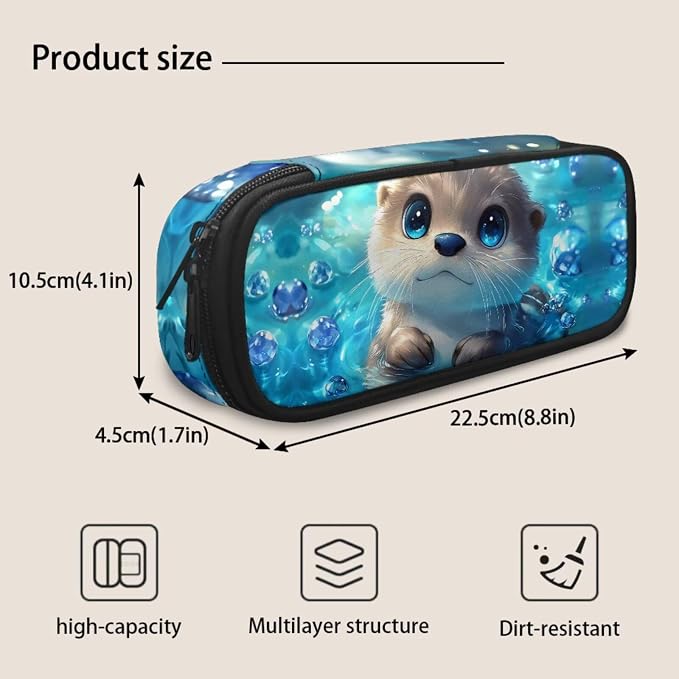 Otter Boys Backpack and Lunch Box Set 6-12 Elementary School Bag Set with Lunch Bag Pencil Case 3Pcs Kids Bookbag for Middle School - Image 7