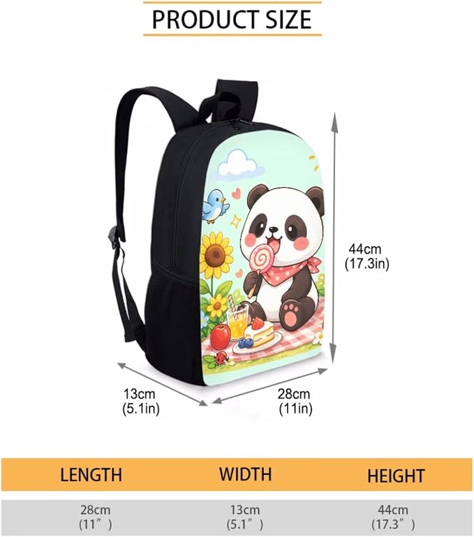 Forchrinse Cartoon Panda Backpack with Lunch Box Cute Backpacks Back to School for Girls 8 to 12 Kids Lunchbox Pencil Case 17 Inch School Bag and Lunch Bag for Girls Primary Middle School - Image 3