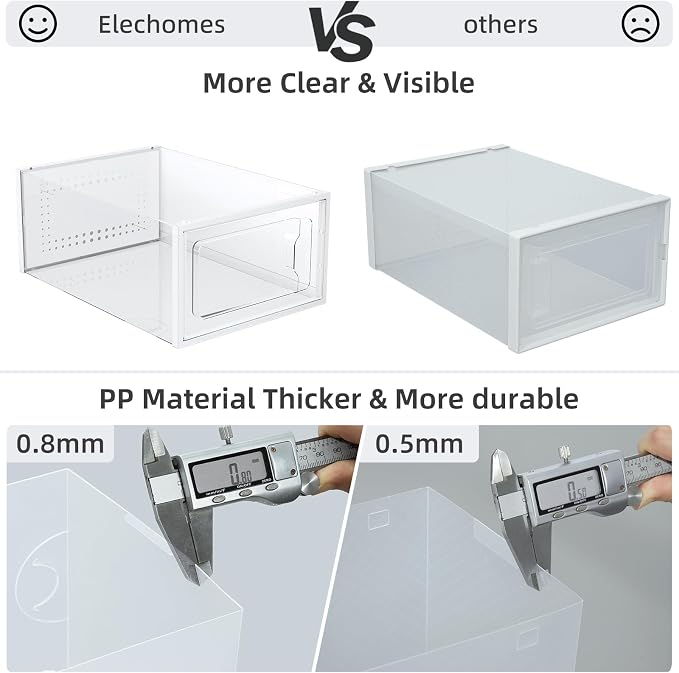 Elechomes Shoe Boxes Clear Plastic Stackable 18 Pack Premium Shoe Organizer Storage for Closet Foldable Shoe Rack Containers Sneaker Display Case Holder Shoe Bin Entryway Drawers Gifts - Image 4