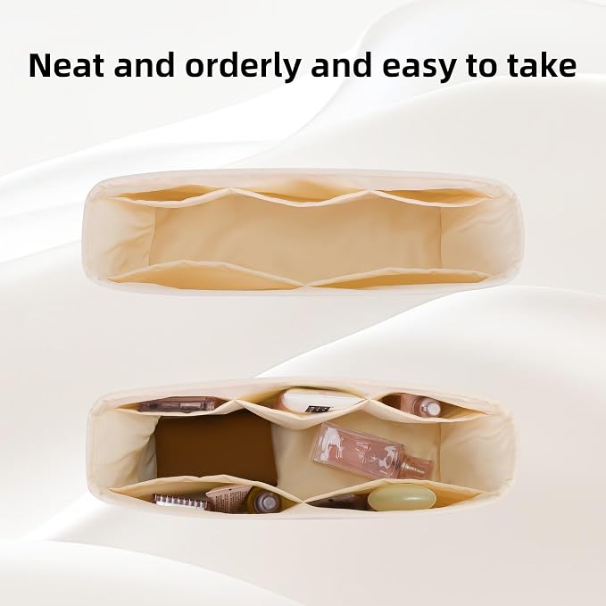 DGAZ Purse Organizer Insert Fits Neverfullbag Mini/PM/MM/GM，Silk Bag Organizer，Luxury Handbag & Tote Shaper（MM, Craie） - Image 5