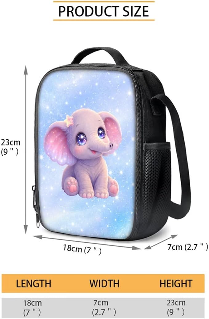Forchrinse Cute Elephant Backpack for Girls 17 Inch School Bag with Lunch Box Pencil Case Kids Bookbag School Backpacks 5th 6th Grade Elementary Kindergarten Preschool Daypack - Image 4