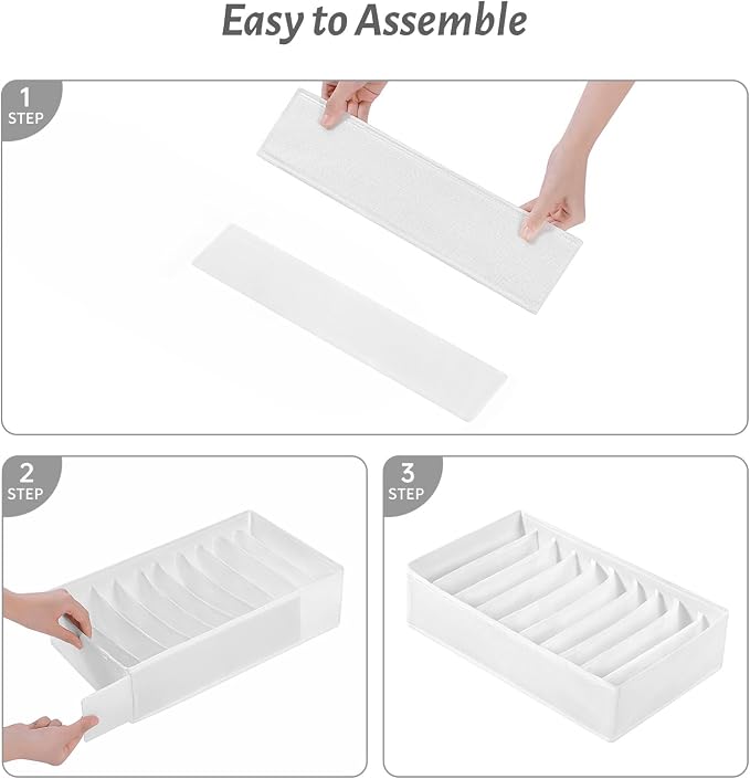 4 Packs T-shirt Drawer Organizers for Clothing,10 Grids Compartment Wardrobe Storage Box, Clothes Organizer for Folded Clothes, T-shirt, Legging, Silk Scarve-White - Image 5