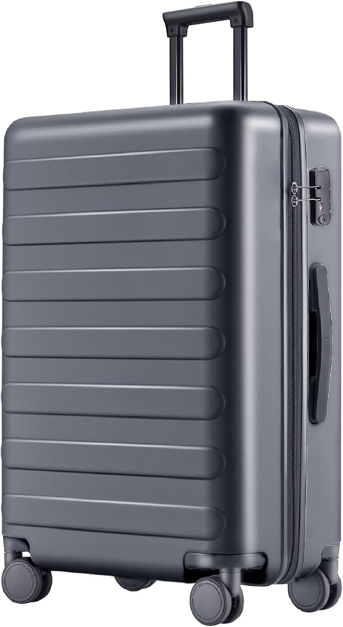 NINETYGO Medium Checked Luggage 26 Inch, Checking In Luggage with Smooth Spinner Wheels, Lightweight, Hard Shell PC Suitcase, Lightweight Travel Luggage, TSA Approved (Grey, Rhine Basic) by NINETYGO