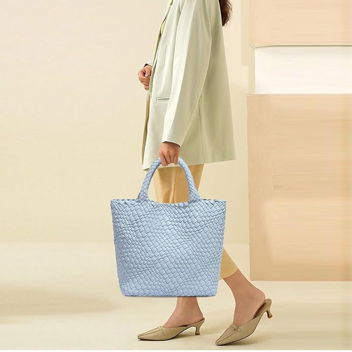 JINMANXUE Fashion Woven Bag Shopper Bag Travel Handbags and Purses Women Tote Bag Large Capacity Shoulder Bags - Image 3
