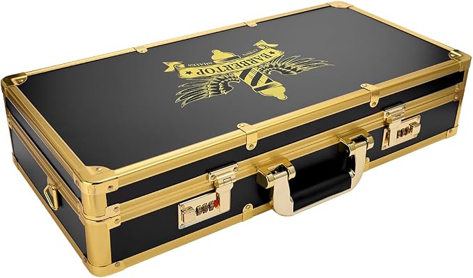 Professional Barber Supplies Case, Barber Cases for Clippers and Supplies, Hairdressing Tools Storage Case with Handle and Secure Numlock, Barber Travel (Golden) - Image 2