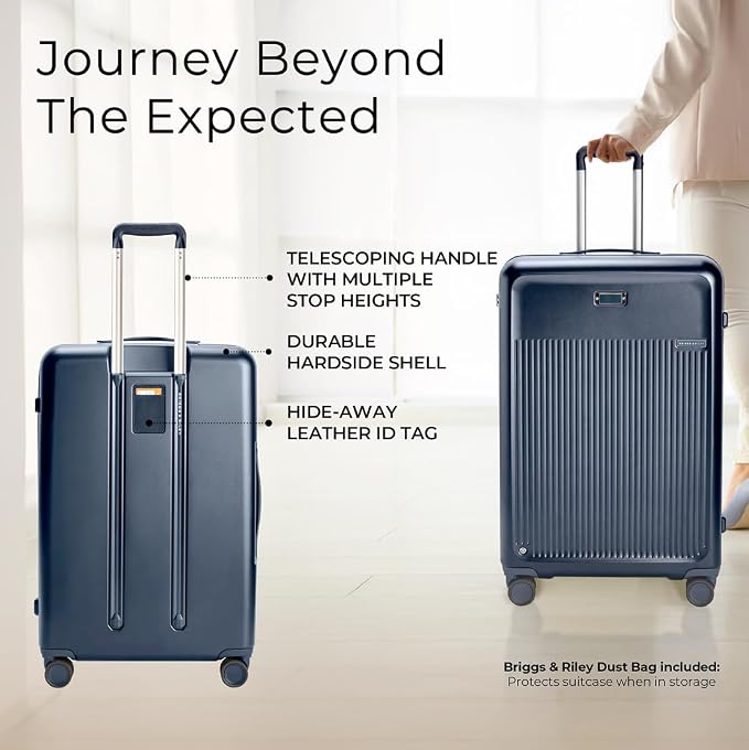 Briggs & Riley 30" Large Expandable Spinner - Checked Luggage for Travel, Suitcases with Wheels, Hardside Rolling Bag for Men & Women, Self-Repairing Zipper - Sympatico Collection, Navy - Image 6