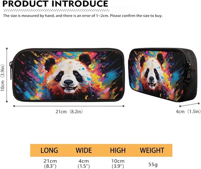 Splatter Oil Panda Print Backpack Set Large Capacity Bookbag Lunch Box Pencil Case College Book Bag with Zipper Pockets 17 Inch Travel Bag Student Rucksack Daypack - Image 5