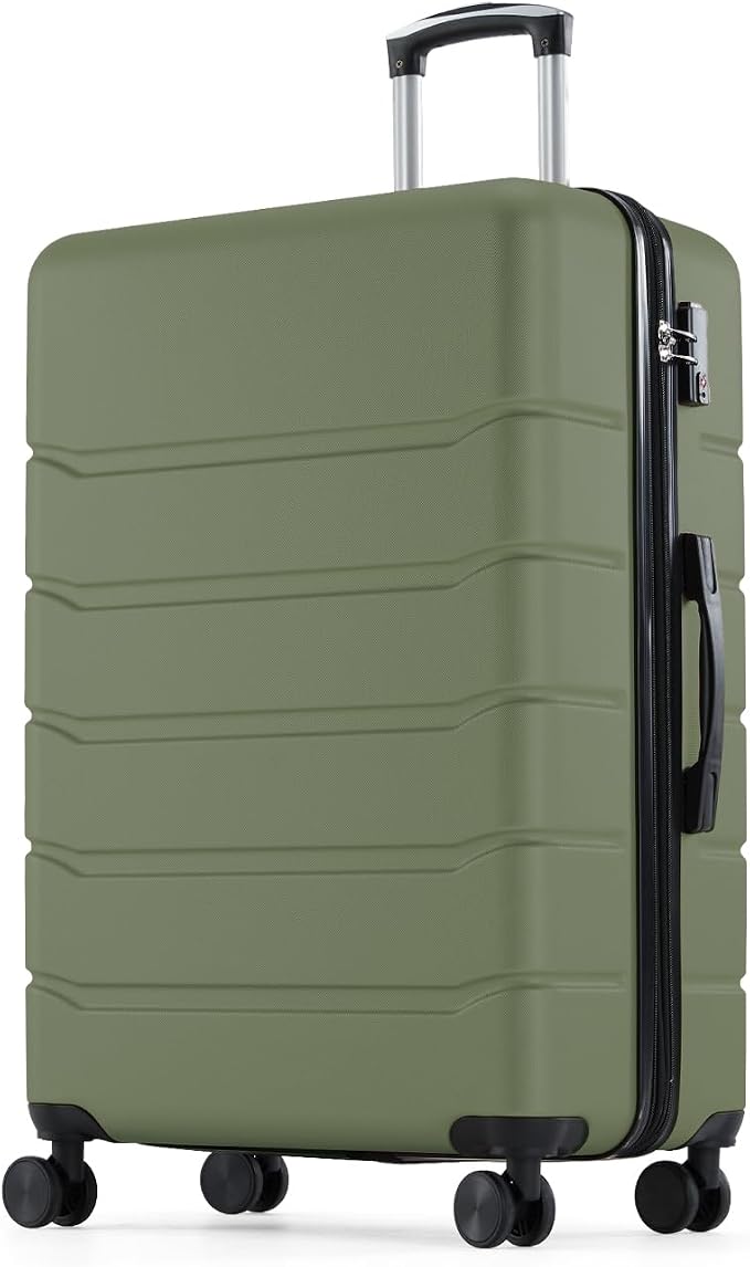 OLIXIS 20 Inch Carry-On Luggage, Hardside Suitcase with Spinner Wheels, Lightweight ABS Hard Shell Travel Luggage, TSA Approved Lock, Expandable Small Suitcase for Business & Travel–Olive Green by OLIXIS