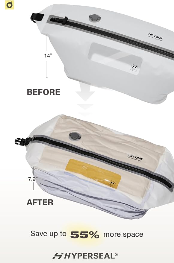 AirVault Vacuum Storage Bags for Travel with Air Pump, Waterproof Compression Packing Bag for Carry On Suitcase & Backpack, IPX8 Travel Organizer (12L Pouch, 3-Pack) - Image 4