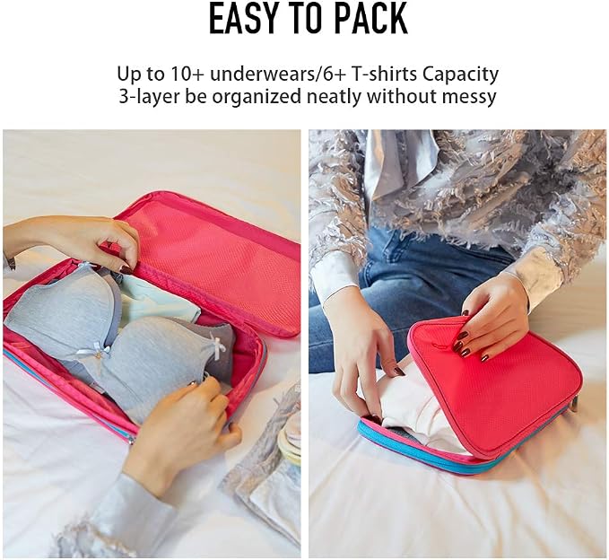 Bee Nesting BeeNesting Waterproof Compression Packing Cubes 5/6/8 sets, Large Travel Packing organizers for Carry on Luggage, 2 Sides Expandable Storage Bags (Dark Green, 4L) - Image 5