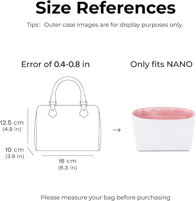 Purse Organizer Insert Compatible with LV Speedy Nano Handbag | Handcrafted DuPont™ Tyvek®, Precision 1:1 Custom Fit, Rose Sakura, Keep Bag Clean & Protected for Travel & Commute - Image 2