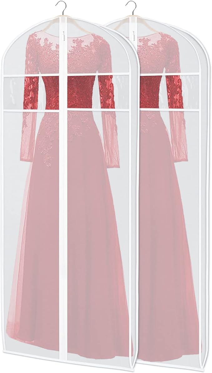 Zilink 60-Inch Long Dress Garment Bags for Storage With 3" Gusset - Clear Coat Cover Bag for Gowns and Closet Storage by Zilink