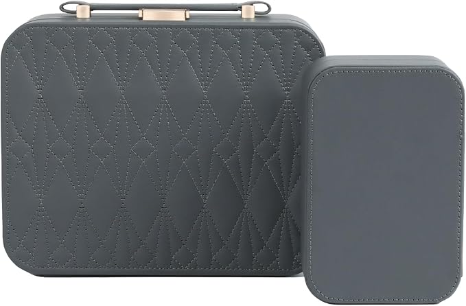 Jewelry Box for Women, Travel Jewelry Organizer Ladies Watch and Jewelry Case Travel Jewelry Case for Necklaces. (Grey) by HOME