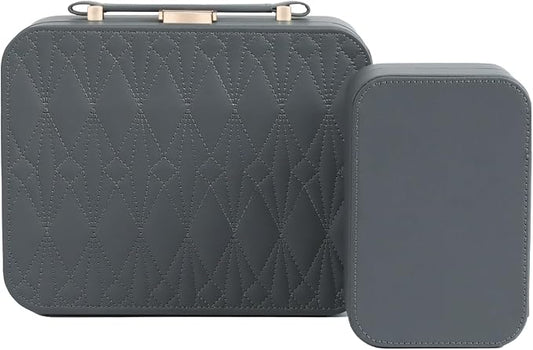 Jewelry Box for Women, Travel Jewelry Organizer Ladies Watch and Jewelry Case Travel Jewelry Case for Necklaces. (Grey) by HOME