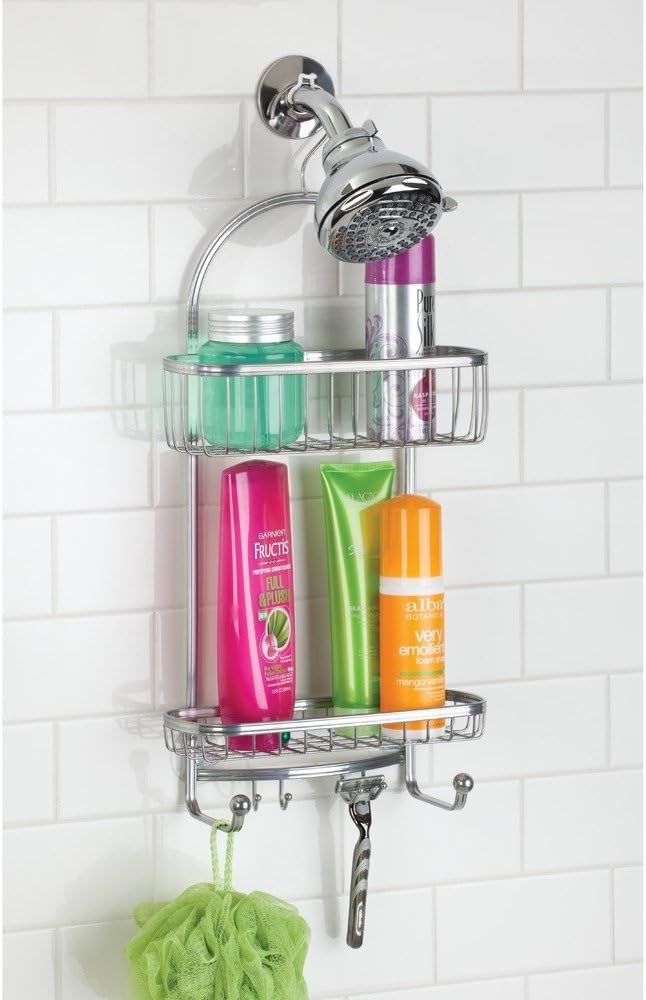 iDesign Shower Caddy, Silver | Bathroom Storage Shelves, For Shampoo, For Conditioner, For Soap - Image 2