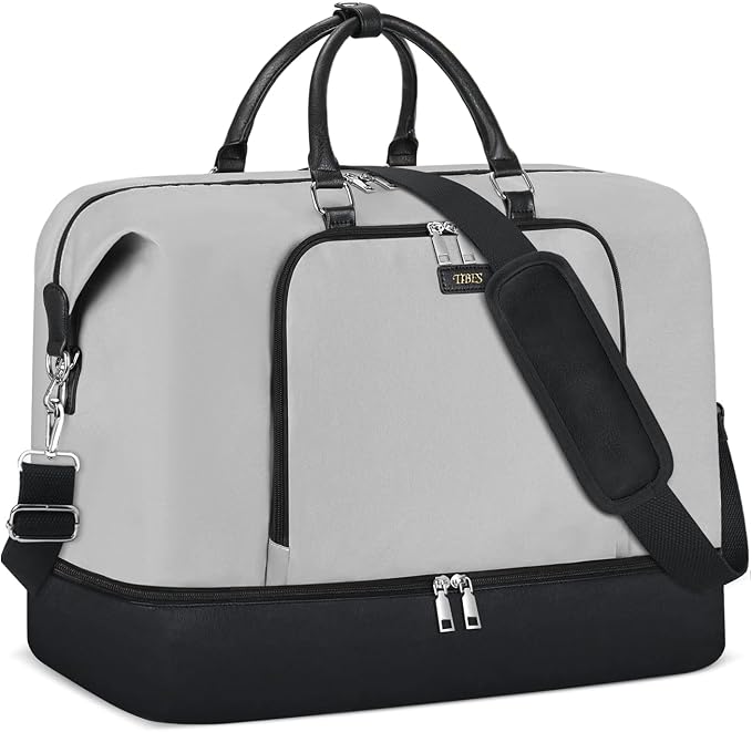 Travel Weekender Bag for Women, 21" Overnight Bag with Shoe Compartment 50L Large Travel Duffel Bag Carry On Tote for Weekend, Overnight, Business Trips, Water Resistant by TIBES