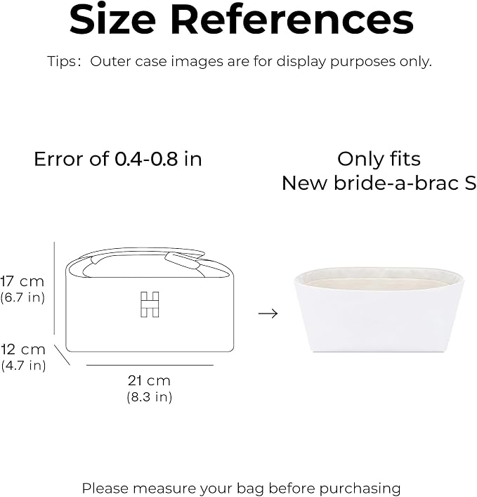 Purse Organizer Insert for HERMES New Bride-a-brac S Handbag,Custom Fit Inside Premium Craie Lightweight WaterResistant Tote Bag Insert Accessories - Image 2
