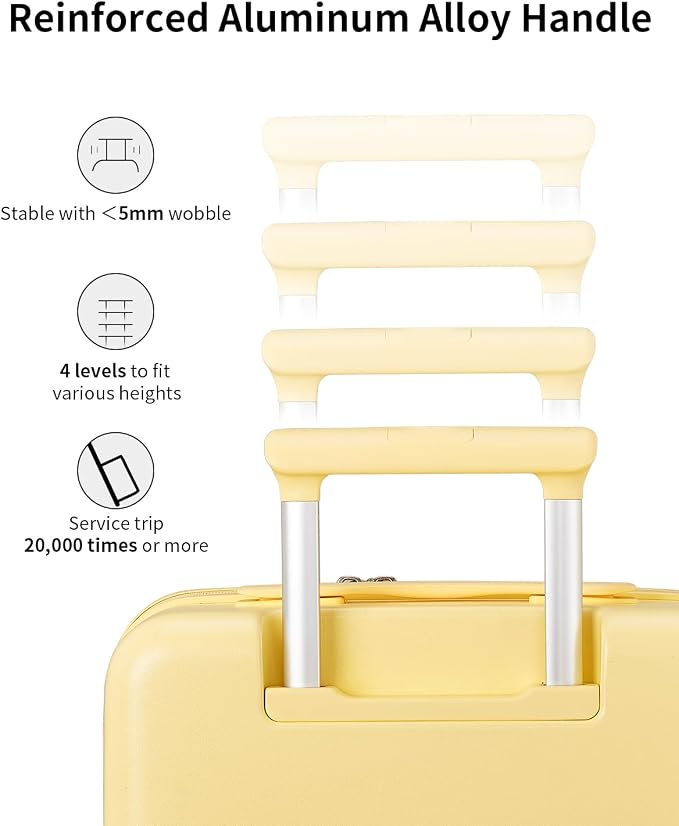 Expandable Top Open 24 Inch Checked Luggage with Spinner Wheels, Large Suitcase with TSA Lock, Hardside Travel Luggage Suitcases for Men Women, for 14+Days Travel, Cheese Yellow - Image 7