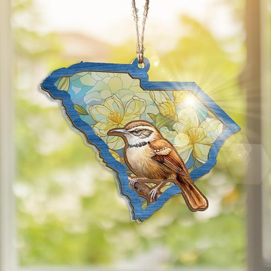 FLAGWIX Christmas South Carolina Gifts for Women Men - Suncatcher Christmas Ornaments 2025 for Xmas Decorations - House Warming Gifts for Men Women Family Friends, Stocking Stuffers for Carolina Decor