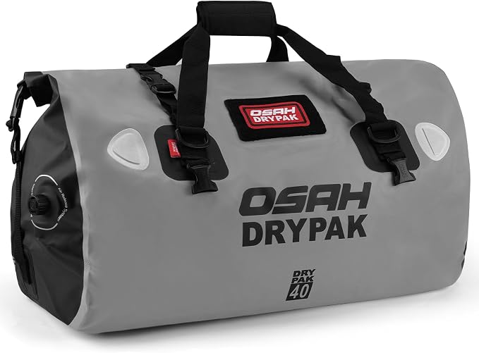 OSAH DRYPAK Waterproof Duffel Bag - Motorcycle Dry Bag Tail Bag with Large Storage Space, Waterproof Luggage Duffle Bags with Outer Mesh Zipper Pocket for Camping, Kayaking, Fishing & Traveling by OSAHDRYPAK